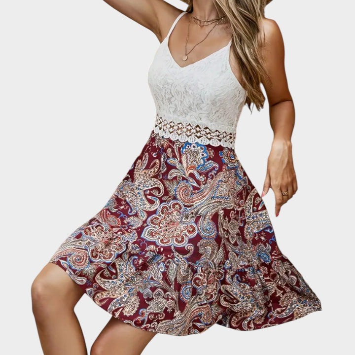 Women’s Cami Dress Floral Print Lace Trim Lightweight Summer Fit
