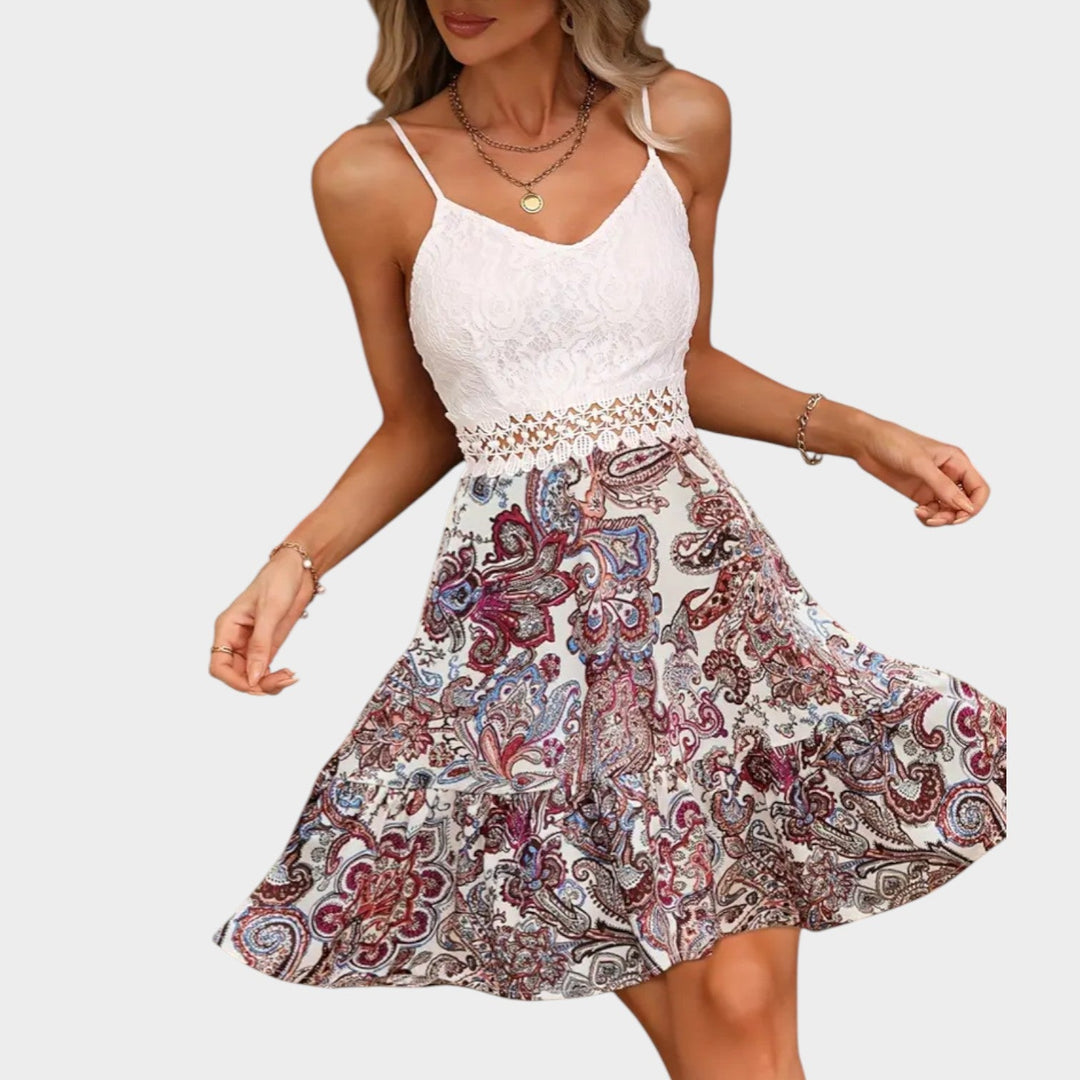 Women’s Cami Dress Floral Print Lace Trim Lightweight Summer Fit