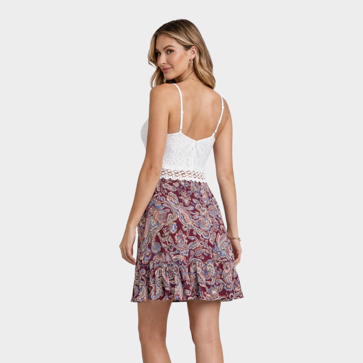 Women’s Cami Dress Floral Print Lace Trim Lightweight Summer Fit